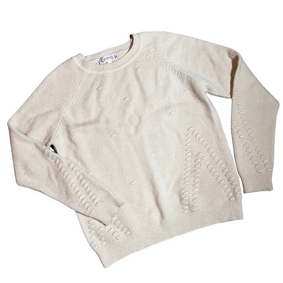 Nanette Lepore Womens Crew Neck Sweater Pull On Knit Off-White Medium - Picture 1 of 7